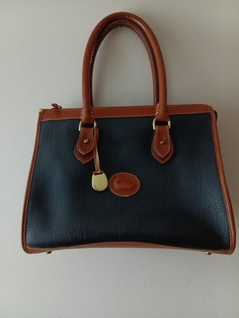 Dooney And Bourke Classic Black and Tan Leather Tote Bag by